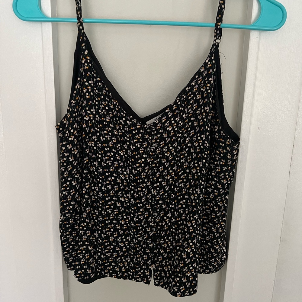 Madewell- Button front floral tank top